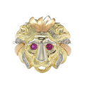 14K 10K 18K 925 Sterling Silver Brass Korea Style Tri Color Big Fashion Jewelry Animal Head Men′s Ring